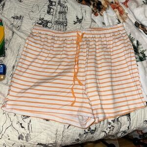 Women's Orange Striped Pajama Shorts